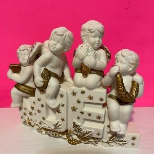 White Bisque Angel Candle Holder